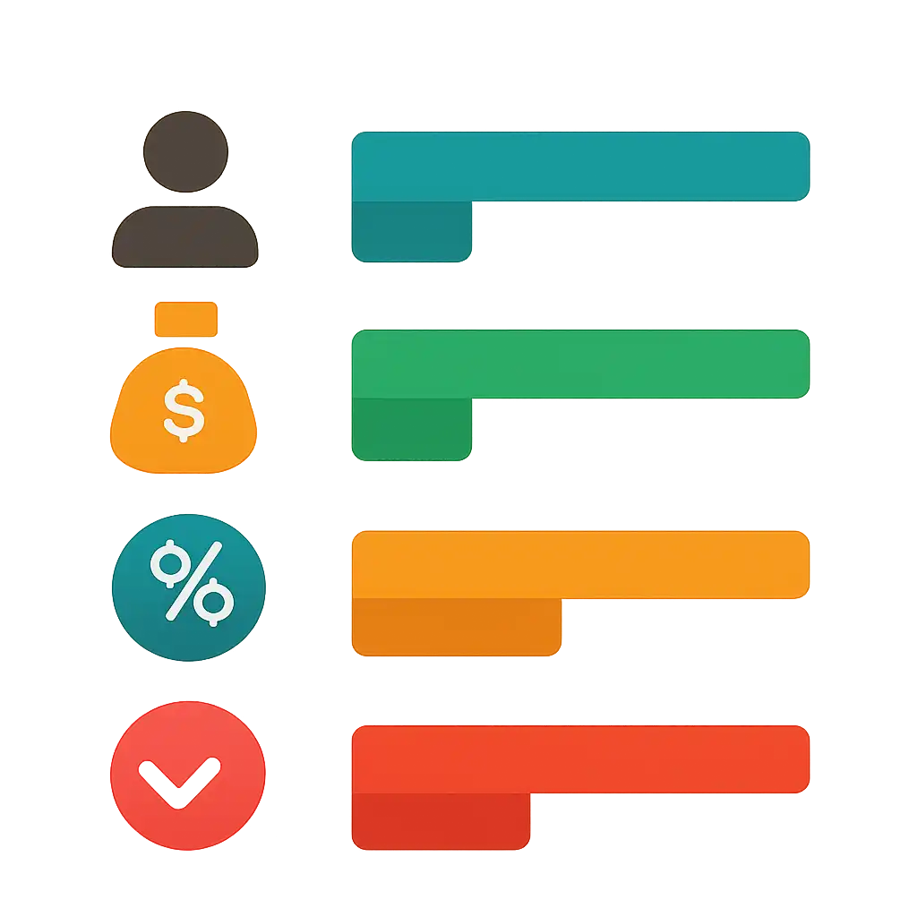 Infographic comparing options using coloured bars and icons only, no text or labels, flat design, Reading Payouts