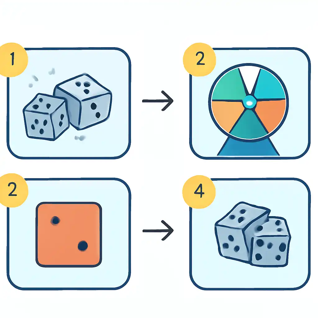 Annotated step diagram: 4 rolls 2 rolls process with numbered callouts